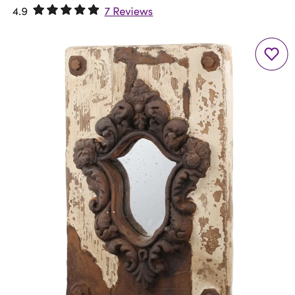 Vintage Style Brown Cream Bernd Wood Wall Mirror